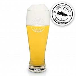 Hvede øl glas med fodbold støvle gravering og navn