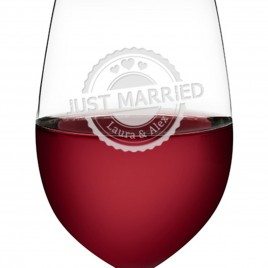 Viinilasi kaiverruksella - Just Married