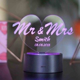Personalizable LED dekorativt lys - Mr & Mrs