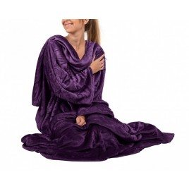 Hugz - tæppet med ærmer - lilla - med personalisering