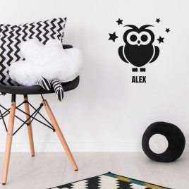 PERSONALIZED WALLTATTOO OWL AND NAME 